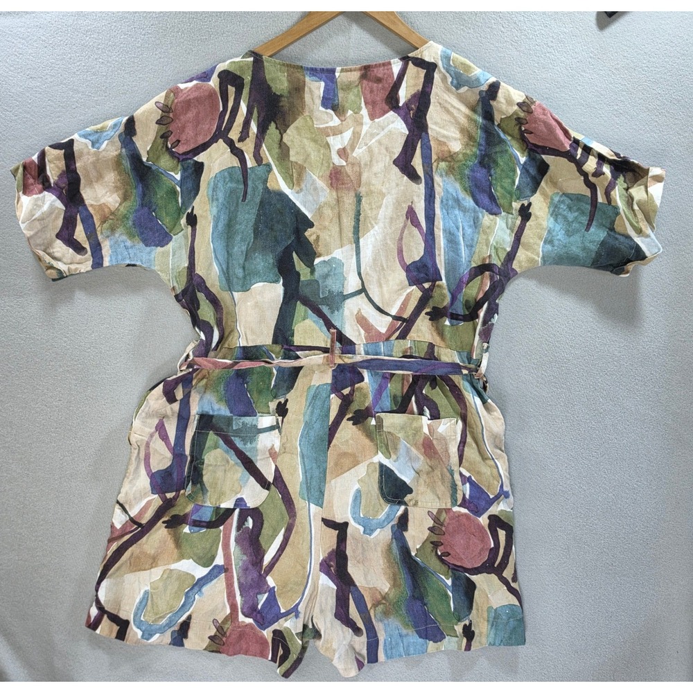 Gorman Abstract Print Romper 16 Linen Artsy Boho Boho Eclectic Colorful Playsuit